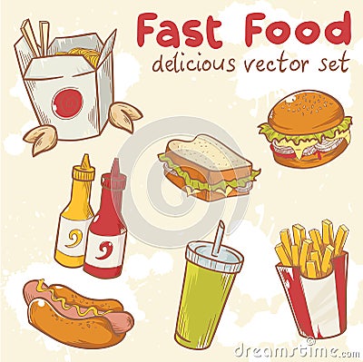 Fastfood vector set Vector Illustration