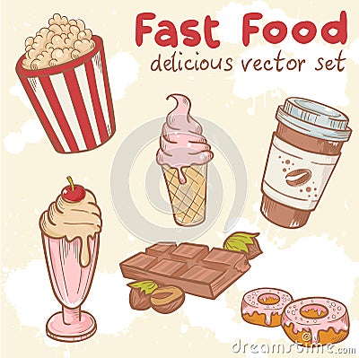 Fastfood vector set Vector Illustration