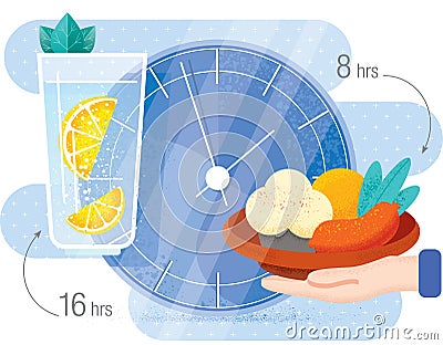 Intermittent fasting infographic illustration isolated on white background Cartoon Illustration