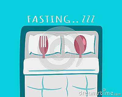 Fasting time stop eating food Vector Illustration