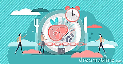 Fasting vector illustration. Flat tiny metabolism diet time person concept. Vector Illustration