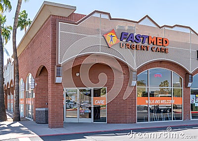 FastMed Urgent Care Exterior and Trademark Logo Editorial Stock Photo