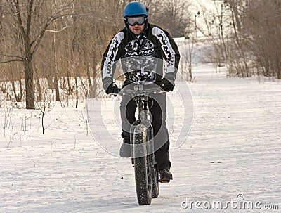 Fat bike on a snow trail Editorial Stock Photo
