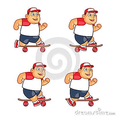 Fat Boy Skater Animation Sprite Stock Photo