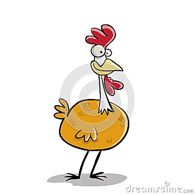 Brown chicken with big cartoon eyes Vector Illustration