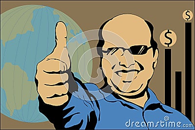 Fat businessman gesture Vector Illustration