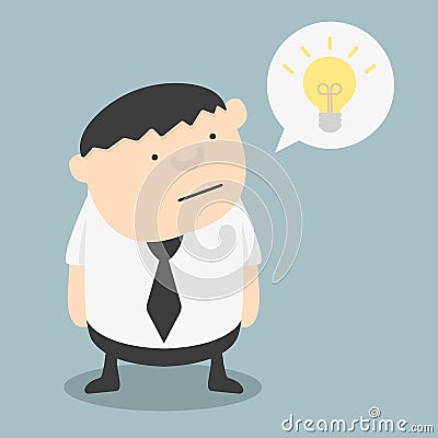 Fat businessman with ideas themselves. Vector Illustration