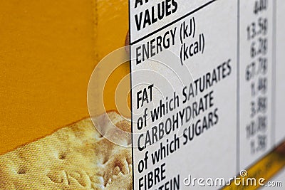 Fat content information Stock Photo