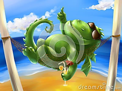 Fat dragon on the sea shore Stock Photo