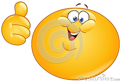 Fat emoticon with thumb up Vector Illustration