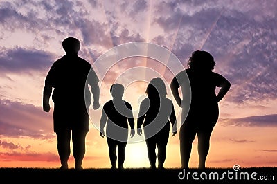 Fat family suffering from obesity Stock Photo