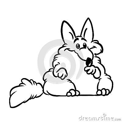 Fat fluffy red fox cheerful character isolated image coloring cartoon Stock Photo