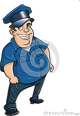 Fat jolly cartoon policeman Vector Illustration