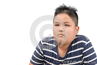 Fat kid is getting bored and absent-minded i Stock Photo