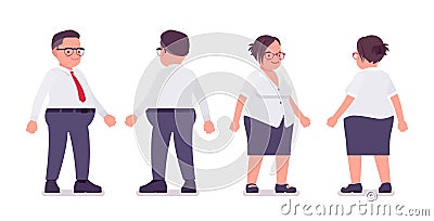 Fat male and female clerk standing Vector Illustration