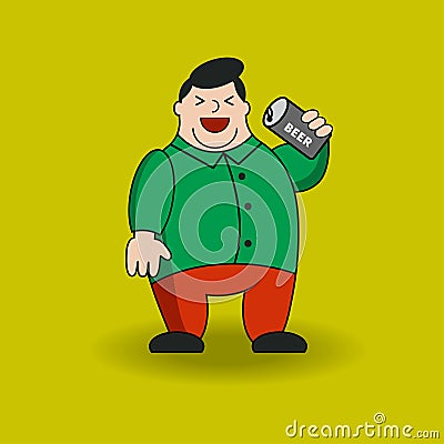 Fat man with beer Vector Illustration