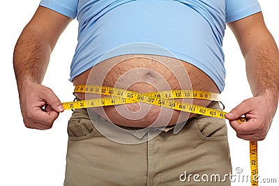 Fat man with a big belly. Stock Photo