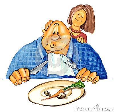 Fat man on diet Stock Photo