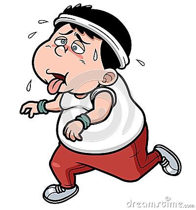 Fat man Jogging tired Vector Illustration