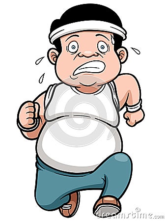 Fat man Jogging Vector Illustration