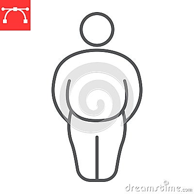 Fat man line icon Vector Illustration