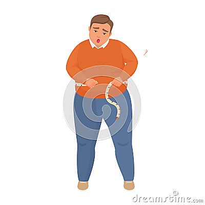 Fat man measuring waist Vector Illustration