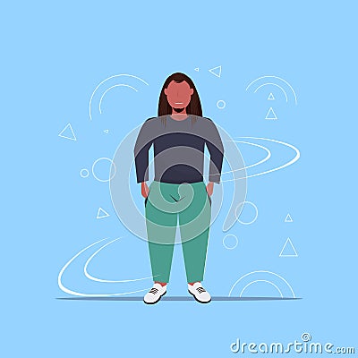 Fat overweight man standing pose unhealthy lifestyle concept obese guy in casual clothes over size male cartoon Vector Illustration