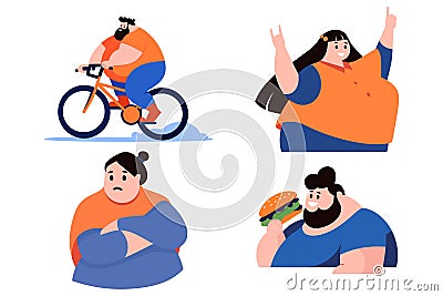 fat people collection flat style Vector Illustration