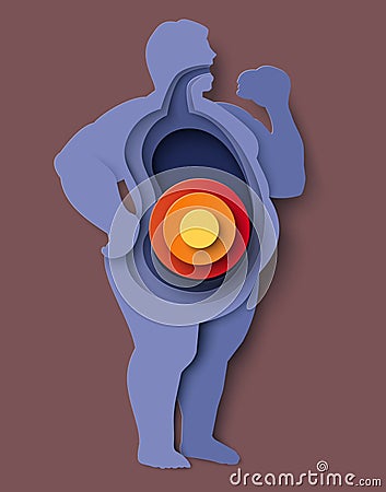 Fat people icon illustration vector man stomach problem Vector Illustration