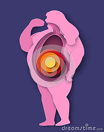 Fat people icon vector woman stomach problem Vector Illustration