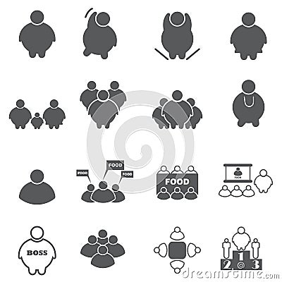 Fat people icon set Vector Illustration