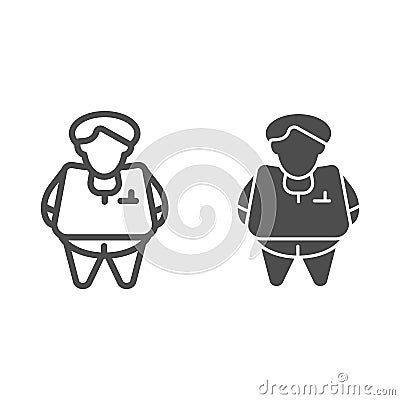 Fat person line and glyph icon. Obesity vector illustration isolated on white. Fat man outline style design, designed Vector Illustration