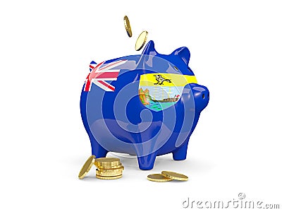 Fat piggy bank with flag of saint helena Cartoon Illustration