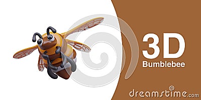 Fat realistic bumblebee flying for honey. Insect pollinator Vector Illustration