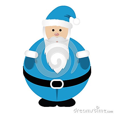 Fat Santa Claus in blue clothes Vector Illustration