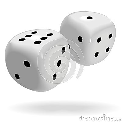 Fat Shiny Dice Roll a Lucky Seven Vector Illustration