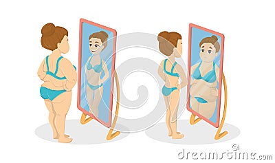 Fat and skinny. Vector Illustration