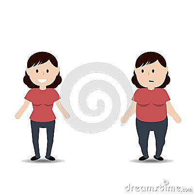 Fat and thin woman. Vector Illustration