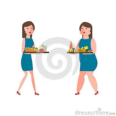 Fat and thin women Vector Illustration
