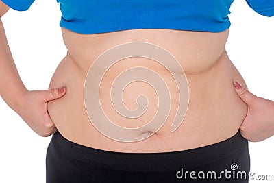 Fat woman belly Stock Photo