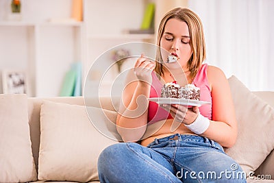 Fat woman dieting Stock Photo