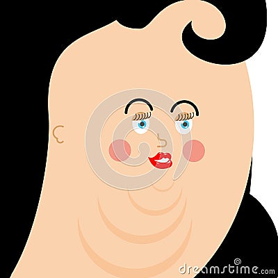 Fat woman face. plump person. Very thick girl avatar Vector Illustration