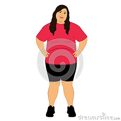 Fat woman. Obesity. Lifestyle. Vector Illustration