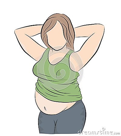 Fat woman posing. the problem of obesity. losing weight. vector illustration. Vector Illustration