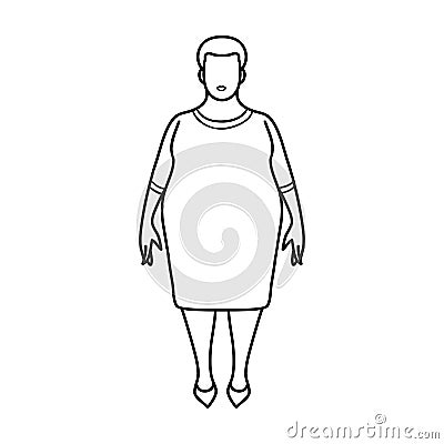 Fat woman in a red dress.A fat woman because of diabetes.Diabetes single icon in outline style vector symbol stock Vector Illustration