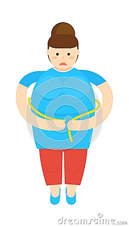 Fat woman with sartorial meter icon Vector Illustration