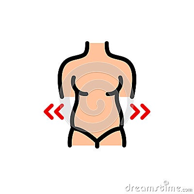 Fat woman waist flat icon Vector Illustration