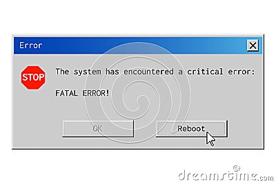 Fatal error dialog box. Vector Illustration