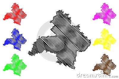 Fatehgarh Sahib district Punjab State, Republic of India map vector illustration, scribble sketch Fatehgarh Sahib map Vector Illustration