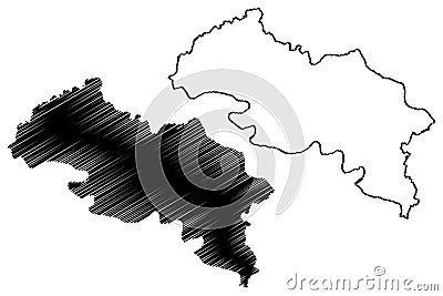 Fatehpur district Uttar Pradesh State, Republic of India map vector illustration, scribble sketch Fatehpur map Vector Illustration